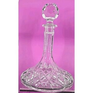 SHIP CAPTAINS Wine Liquor Decanter 10"HEAVY Clear Cut Lead Crystal
